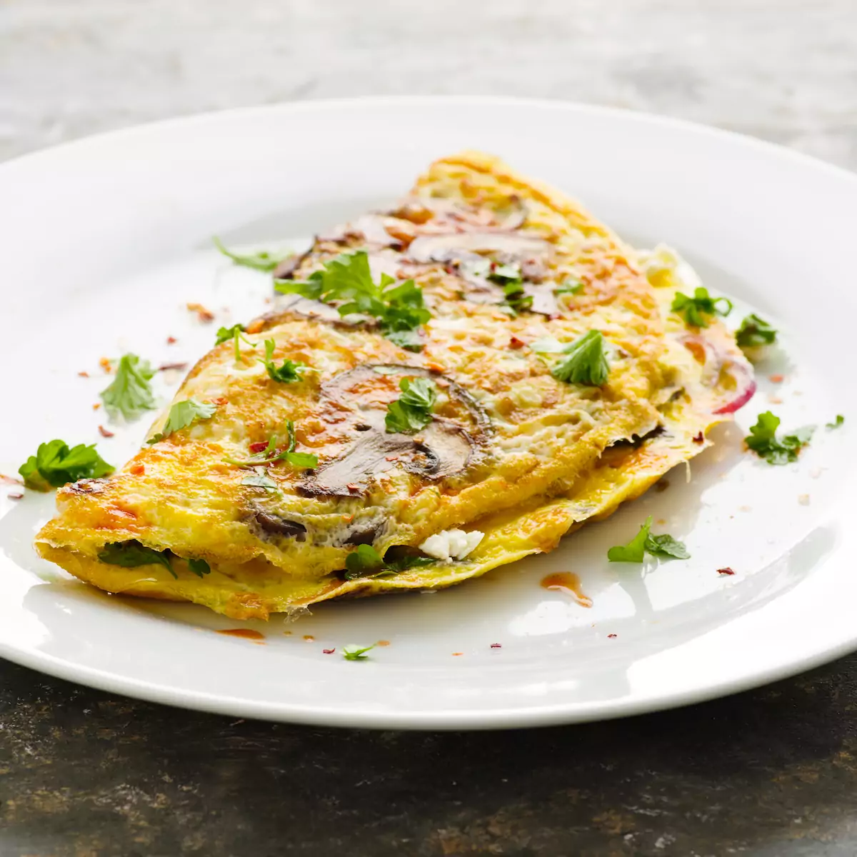 Omelette aux champignons et à la féta